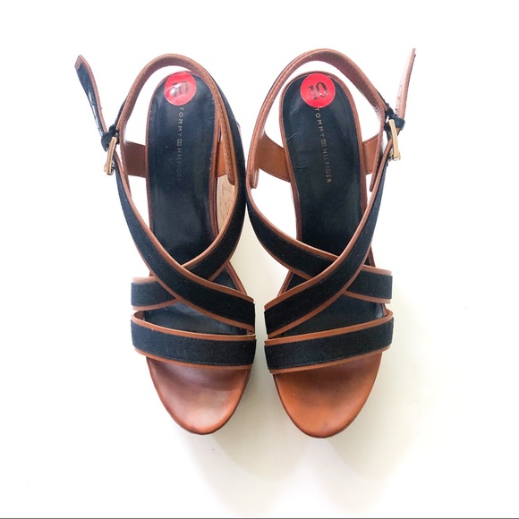 Tommy Hilfiger Safia Two-Toned Cork Wedge Sandals - Picture 4 of 7